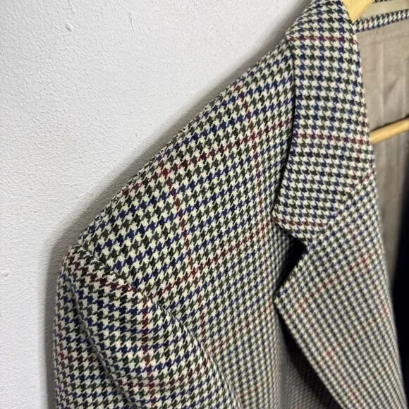 Hugo Boss Men 46 Regular Blazer Sports Coat Houndstooth Green Red